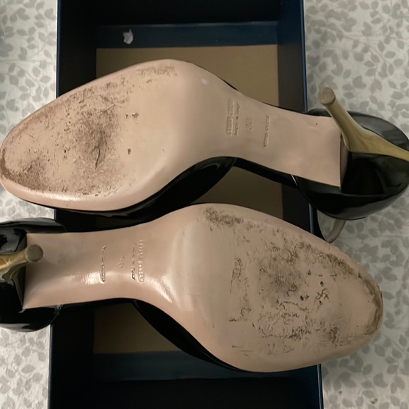 🎉HOST PICK 🎉  🇮🇹 Miu Miu Black Patent Leather Stilettos With Gold Heel, Size 38 - Picture 15 of 15